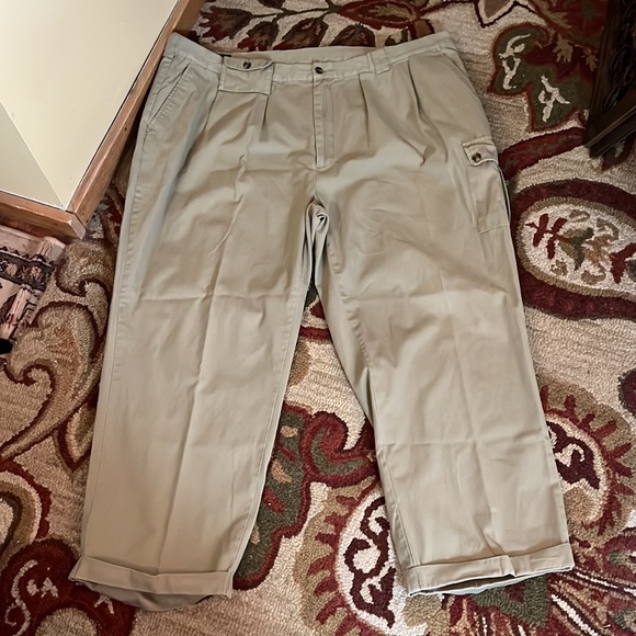 Vtg ORVIS Size 46 Cotton Khaki Low-Pleat Buttoned Side-Pockets Casual Career - Picture 3 of 16